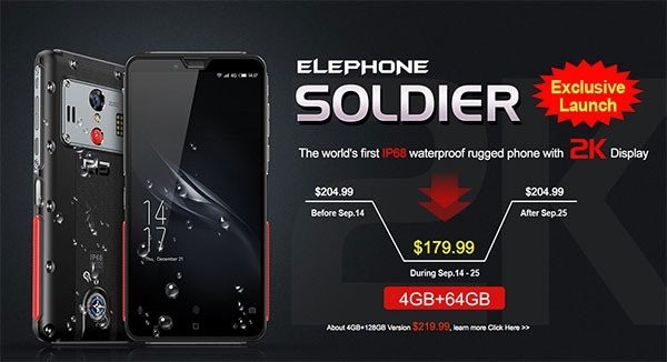 Elephone Soldier: Θωρακισμένο, με οθόνη ανάλυσης 2K, deca-core επεξεργαστή και μπαταρία 5000mAh σε εξαιρετική τιμή Elephone Soldier: Θωρακισμένο, με οθόνη ανάλυσης 2K, deca-core επεξεργαστή και μπαταρία 5000mAh σε εξαιρετική τιμή