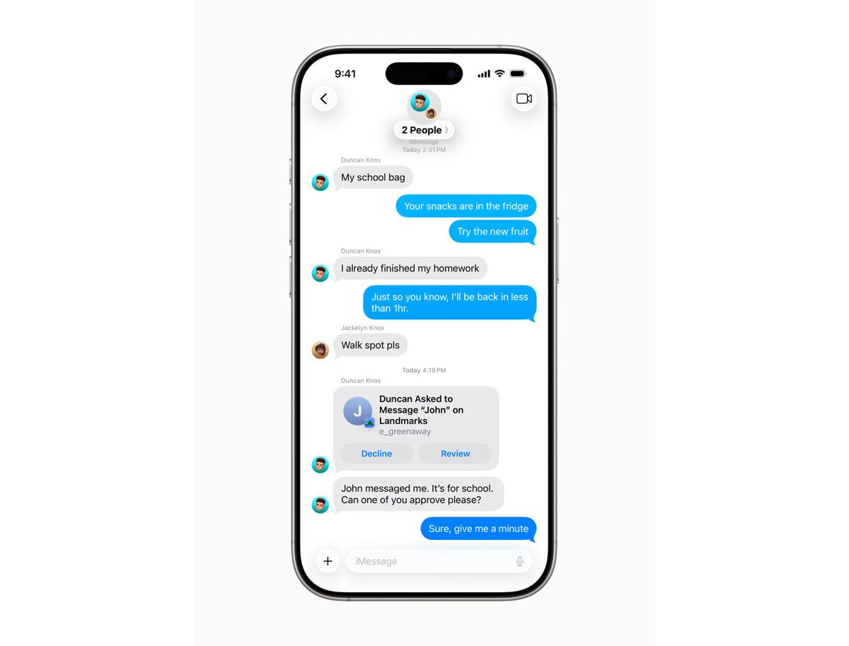 Apple: Τα παιδιά θα πρέπει να παίρνουν άδεια από τους γονείς για να λαμβάνουν μηνύματα από άγνωστους αριθμούς Apple: Τα παιδιά θα πρέπει να παίρνουν άδεια από τους γονείς για να λαμβάνουν μηνύματα από άγνωστους αριθμούς