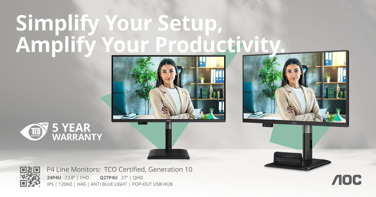 AOC: Έξυπνη συνδεσιμότητα για dual-monitor setups με Daisy Chain & USB-C