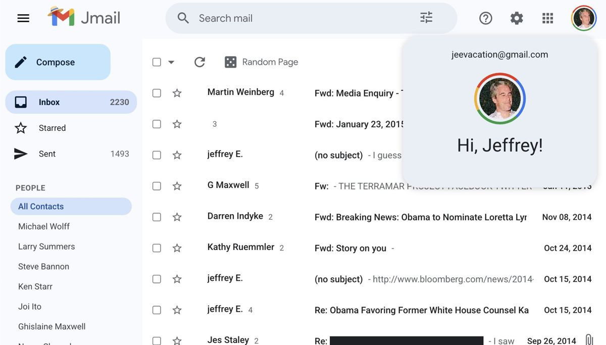 Jmail: Διαθέσιμα τα περίφημα emails του Jeffrey Epstein σε μορφή... Gmail