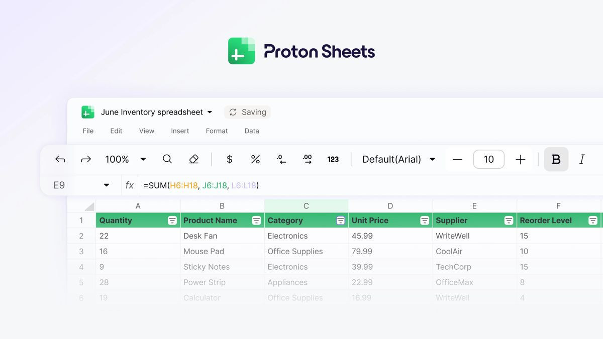 Proton Sheets: Η κρυπτογραφημένη υπηρεσία αντί των Excel και Google Sheets