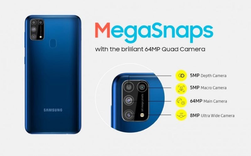 Samsung Galaxy M31: Επίσημα με οθόνη 6.4'' AMOLED FHD+, κάμερα 64MP και μπαταρία 6000mAh |  Samsung Galaxy M31: Επίσημα με οθόνη 6.4'' AMOLED FHD+, κάμερα 64MP και μπαταρία 6000mAh |